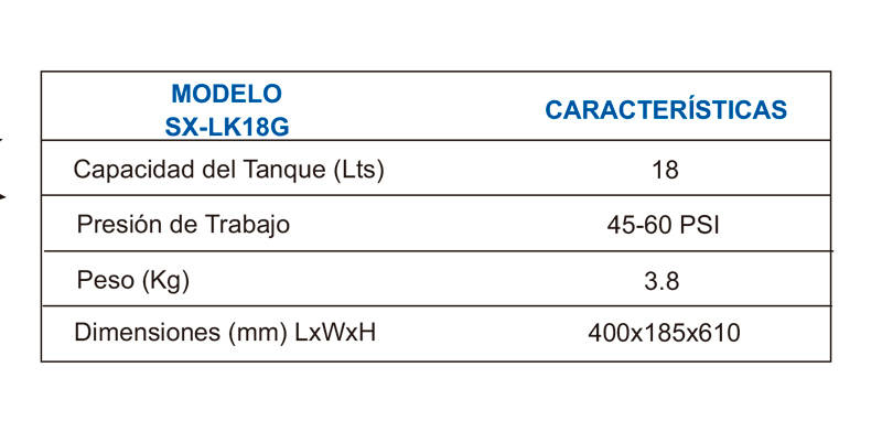 Equipo fumigador portátil con tanque de 18 litros